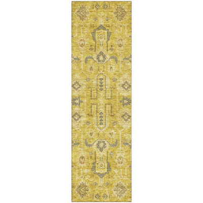 Premium Machine Washable Prisco Gold Rug