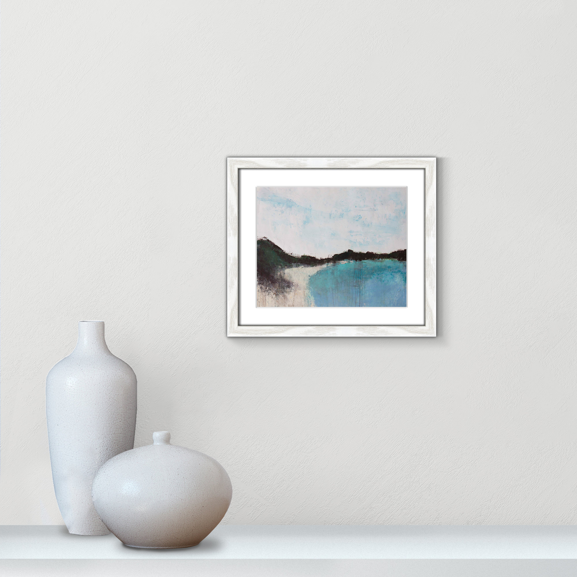 Mountainside Lakeview III by Filippo Ioco - Print, 13" H x 15" W x 0.75" D, White Framed