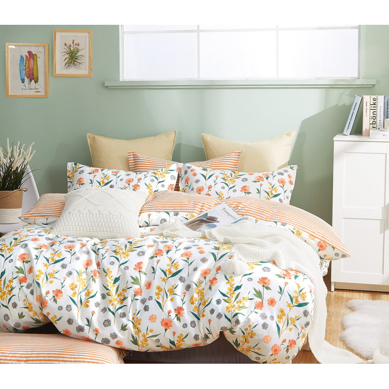 Ensemble d'édredon réversible 100% coton Estella, Édredon pour très grand lit + 2 taies décorativ