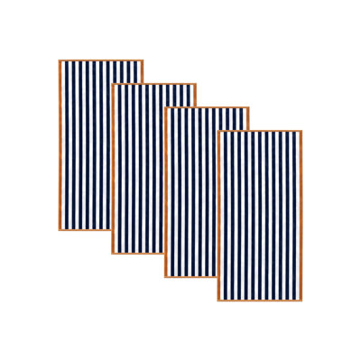 100% Cotton Elevated Stripe Oversized 4Pk Beach Towels