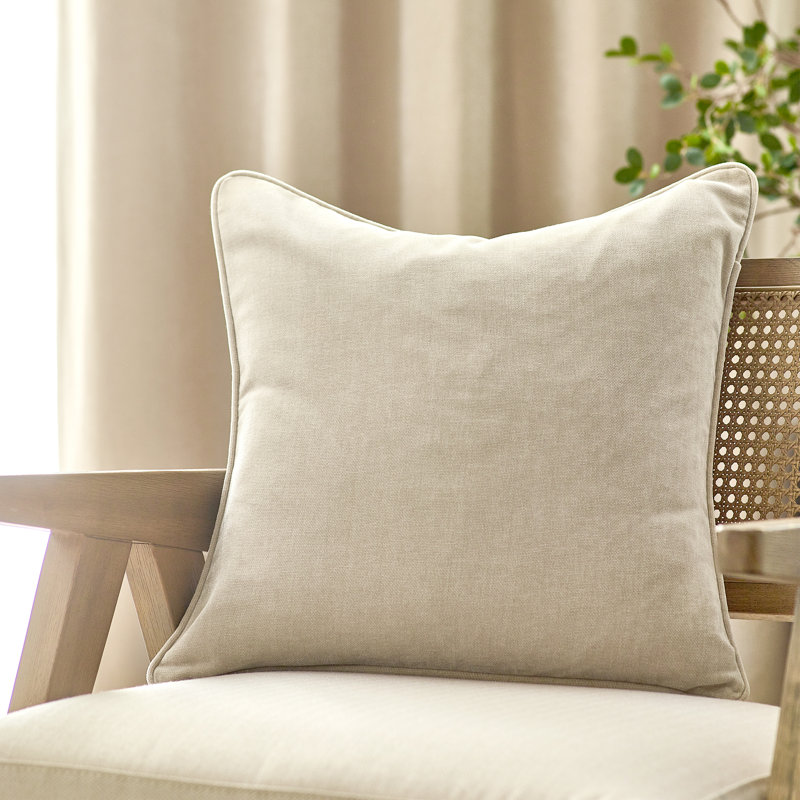 Heavy Chenille Square Throw Cushion, Cream, Feather