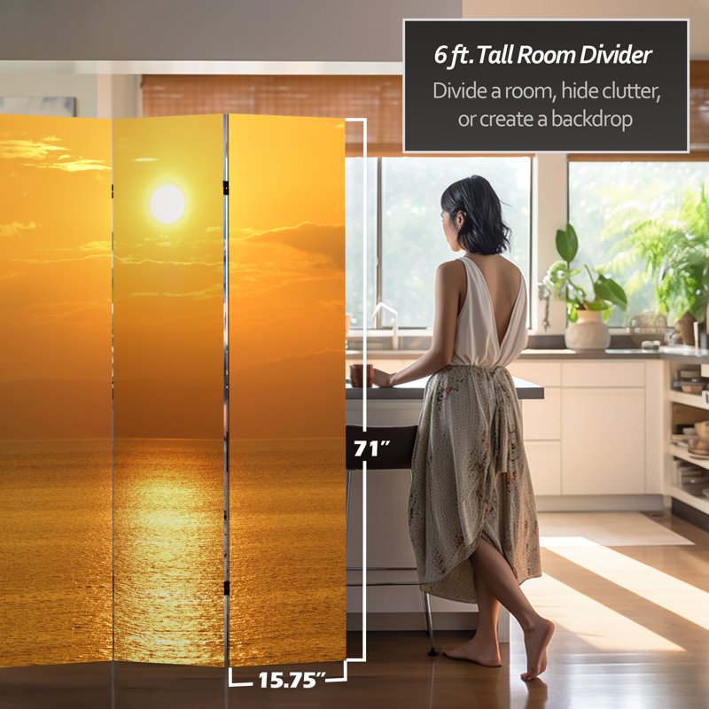 Paravent haut 6 pi Ocean Sunrise, 71" H x  47.25" W x 1" D
