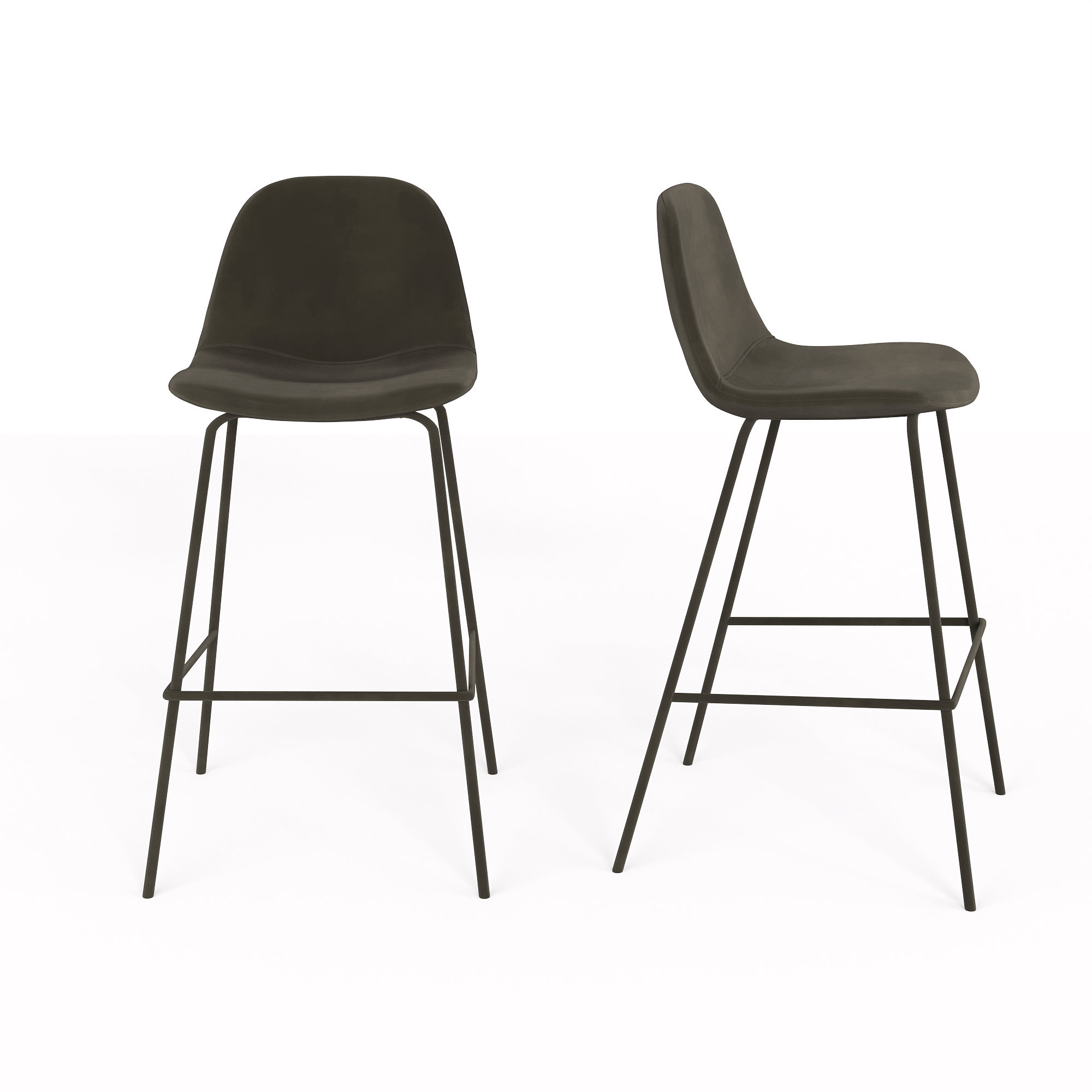 Kody Upholstered Bar & Counter Stool, Counter Stool (23.5" Seat Height), Bella Smoke Performance Velvet