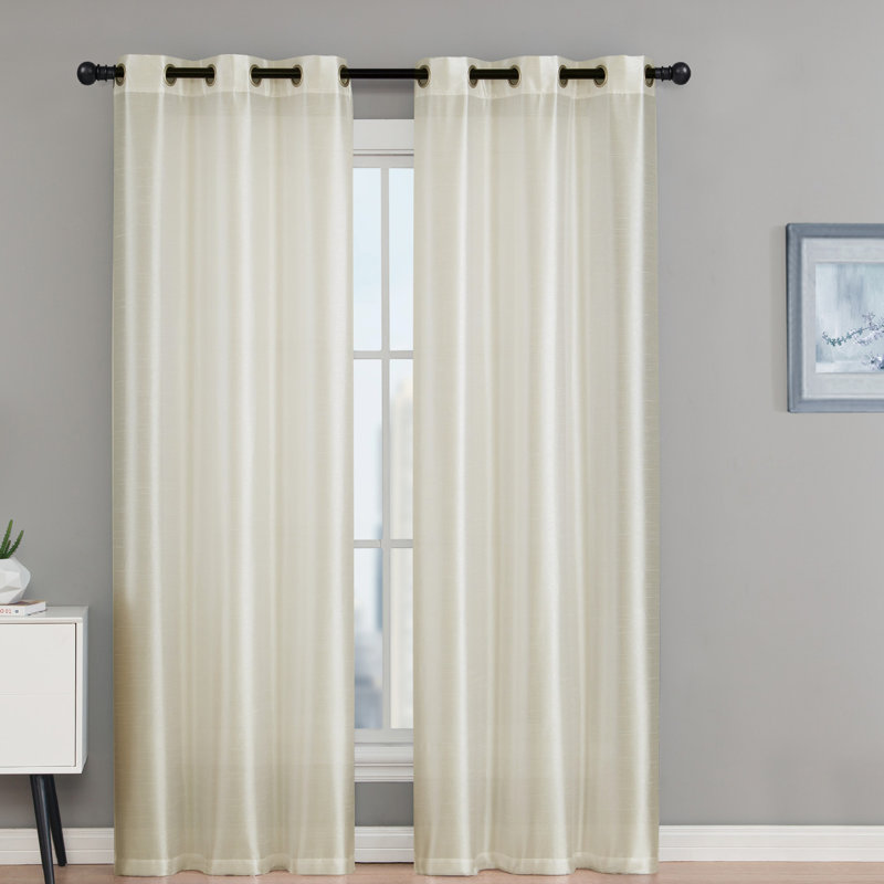 Middleburgh Outdoor Semi Sheer Curtain Pair, Beige, 38" W x 84" L