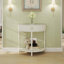 Console demi-lune artisanale avec motif blanc-558830714