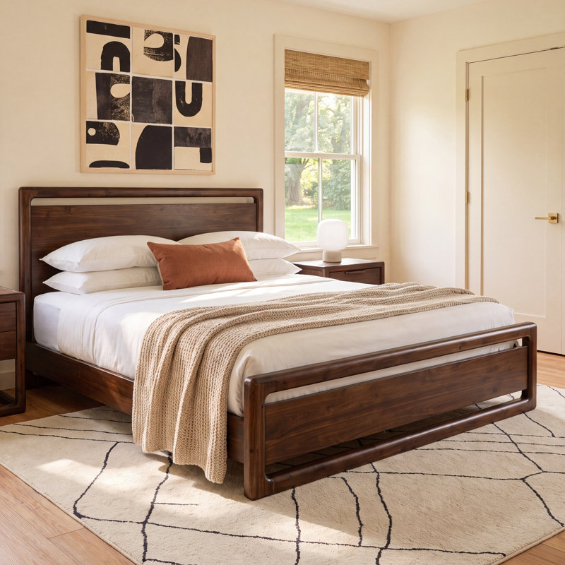 Rosy Solid Wood Platform Bed, King