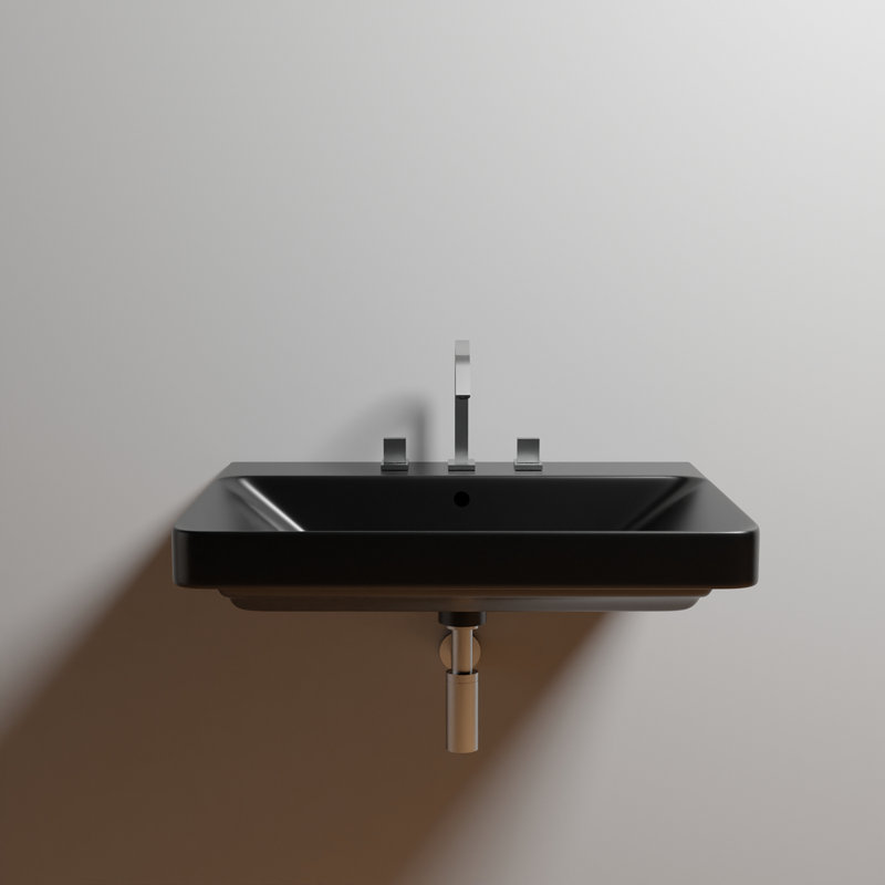 Luxury 23.8'' L Bathroom Sink, 8" Centers, Matte Black