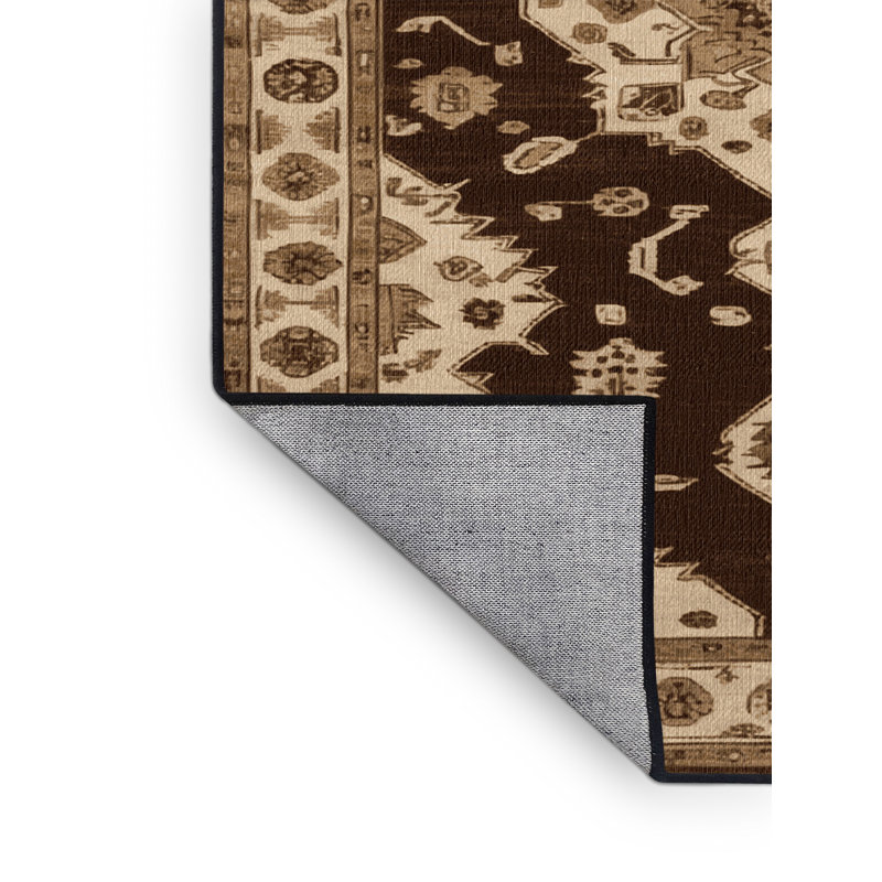 Tapis brun lavable à la machine, Carré 3 pi