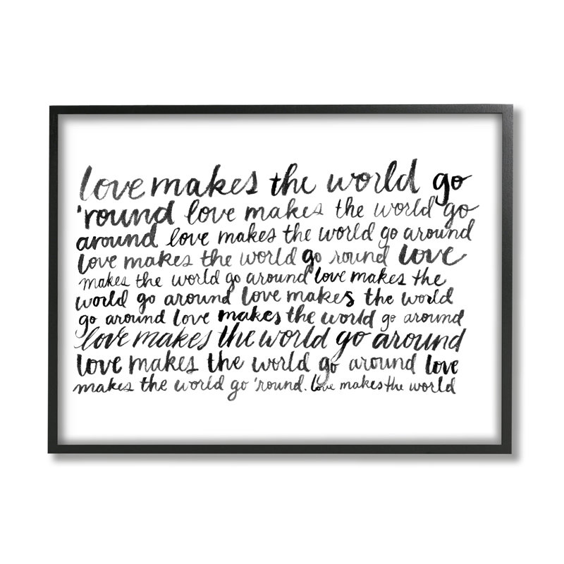 «Casual Casual Cursive Love Expression Calligraphy Words» par Grace Popp - cadre texturé sur bois
