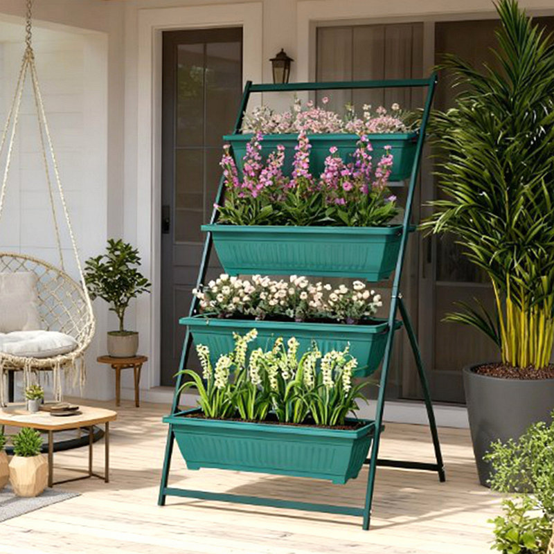 Jardinière surélevée à niveaux pour jusqu'à quatre plantes, conception ergonomique et auto-vidange pour une utilisation intérieure ou extérieure