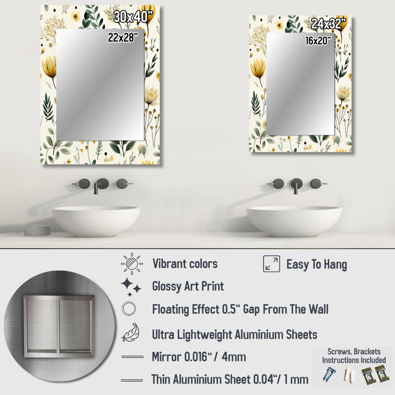 Botanical Neutrals Boho - Miroir mural bohémien, 40 po x 30 po