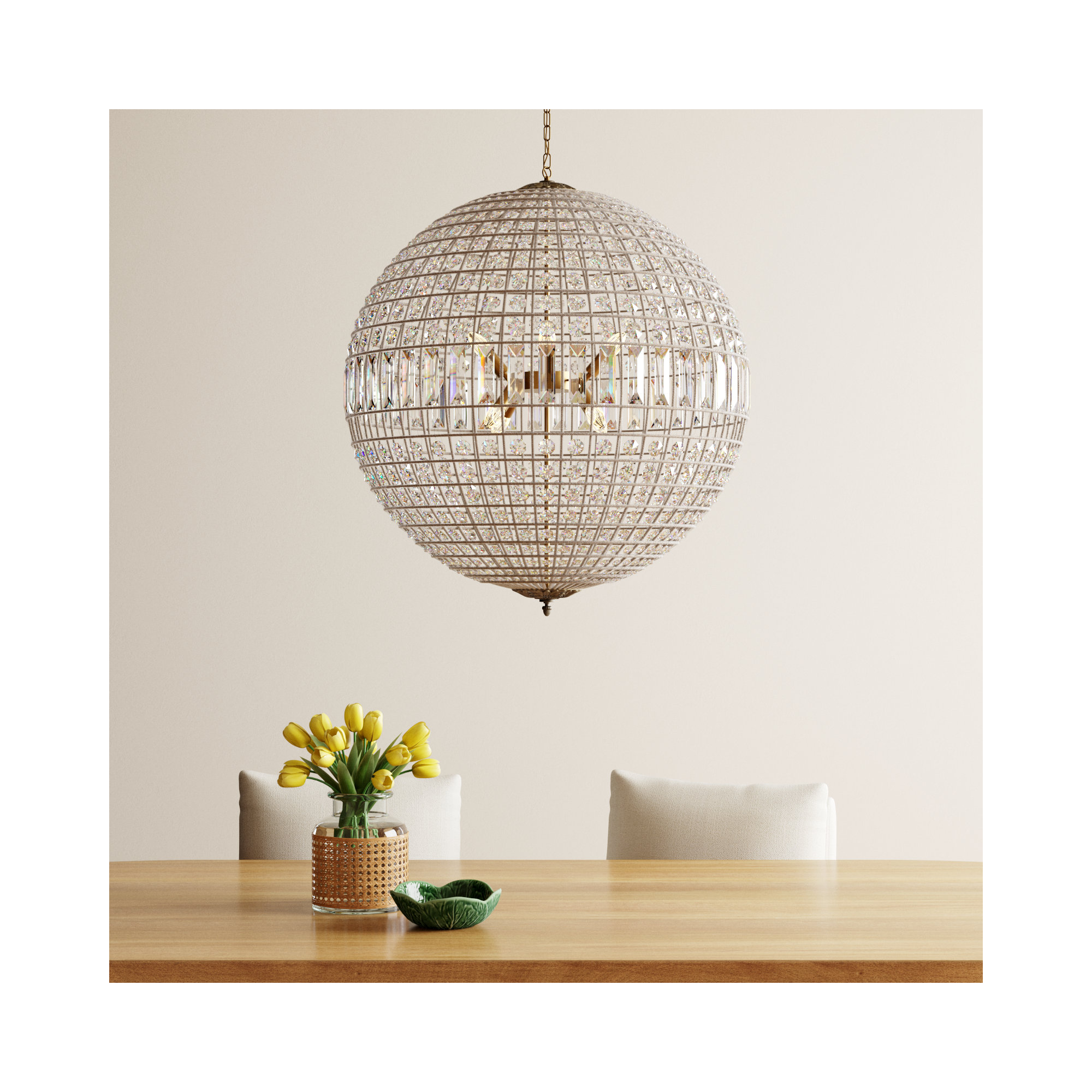Rola 8 - Light Metal Dimmable Globe Chandelier, French Gold