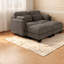 Canapés d'angle modulaires modernes, canapé 2 places en chenille marron avec 2 poufs pour la maison