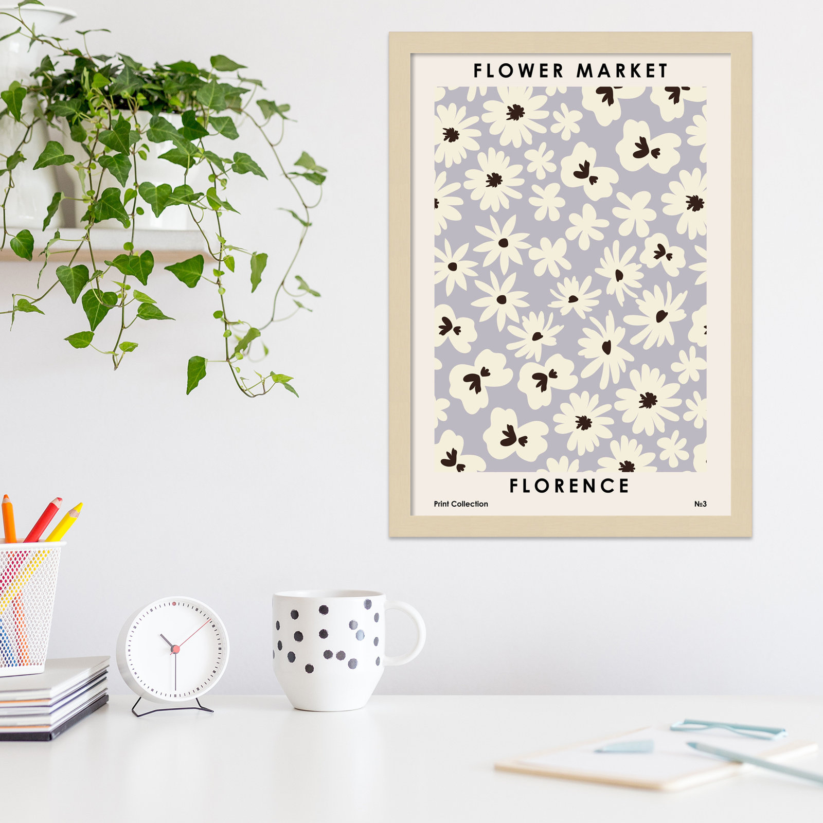 Flower Market Florence Print by Nktn, Brown, 21" H x 15" W x 1" D