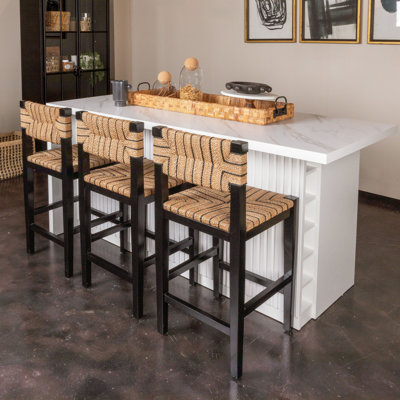 Willowbrook Solid Wood and Natural Woven Seagrass Rope Counter Height Bar Stool
