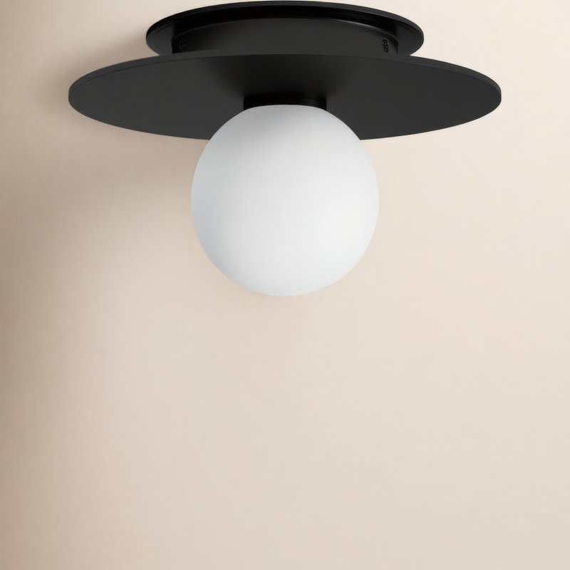 Allegra Glass Flush Mount, 4.625" H x 8" W x 8" D, Midnight Black