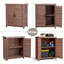 Banc d'extérieur en bois massif avec armoire de rangement et plateau en métal-690870556