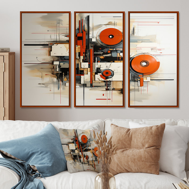 Britany - ensemble de décoration murale géométrique, H 28 po x l 36 po x P 1 po, Cadre flottant brun