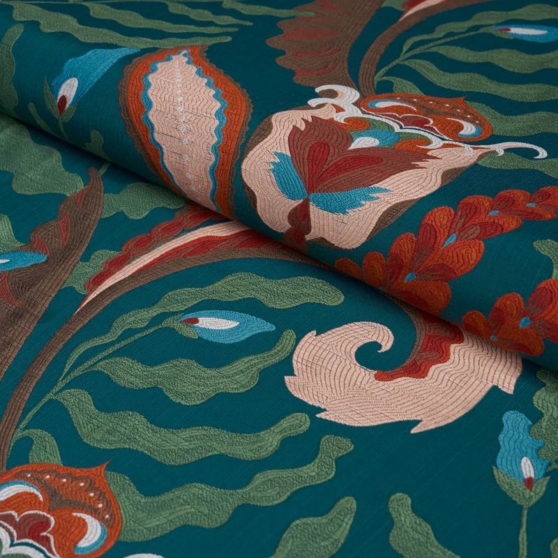Tissu Schumacher X Laura Gonzalez Jaipur Fantaisie, Bleu
