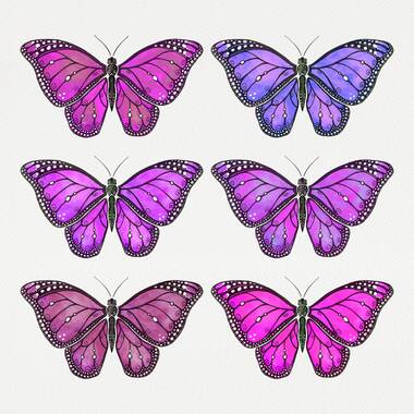 Butterfly Collection Pink and Purple by Avenie - Wrapped Canvas Graphic Art Rosalind Wheeler Size: 30 H x 30 W