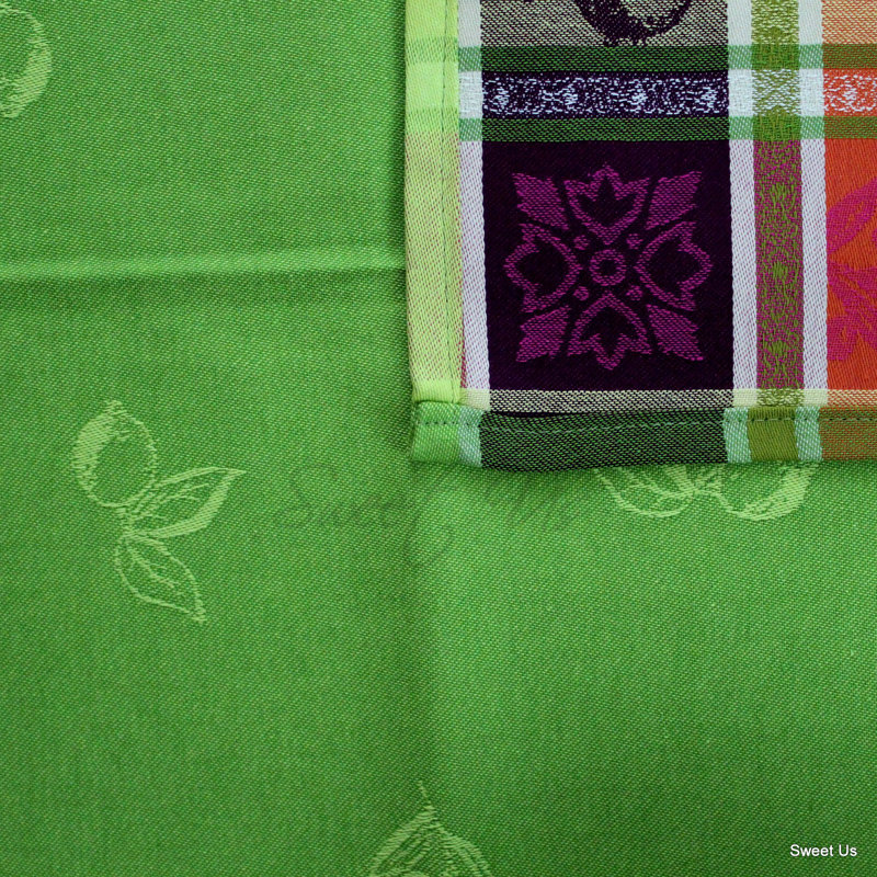 Wipeable Stain Resistant Polytetrafluoroethylene Coated Provencal Jacquard Cotton Lemon Floral Tablecloth Collection