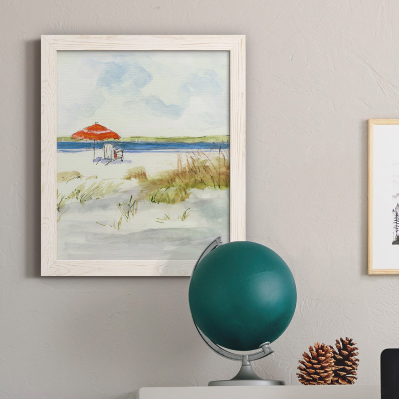 «Sketchy Beach I», reproduction d'art sur toile, Cadre blanc, H 20 po x l 17 po x P 1,5 po