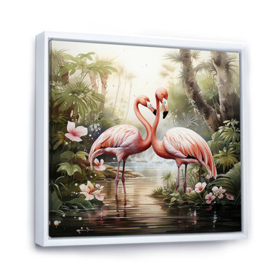 «Tropical Love», art mural flamants roses