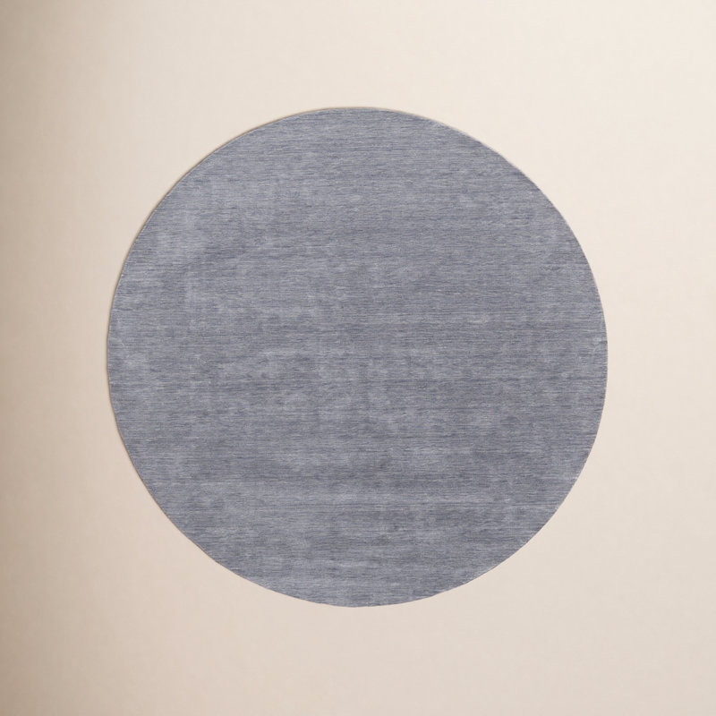 Kaden Handwoven Wool Smoke Area Rug, Round 8'