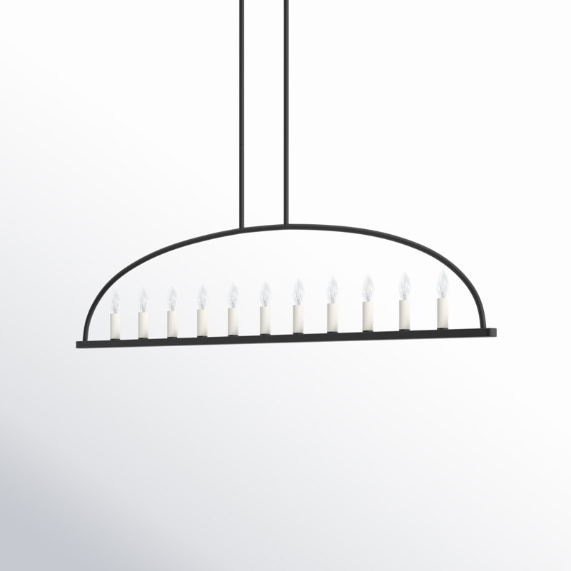Roumel 11 Light Black Linear Chandelier, Black