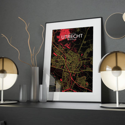 Utrecht City Map In Contrast - No Frame Print