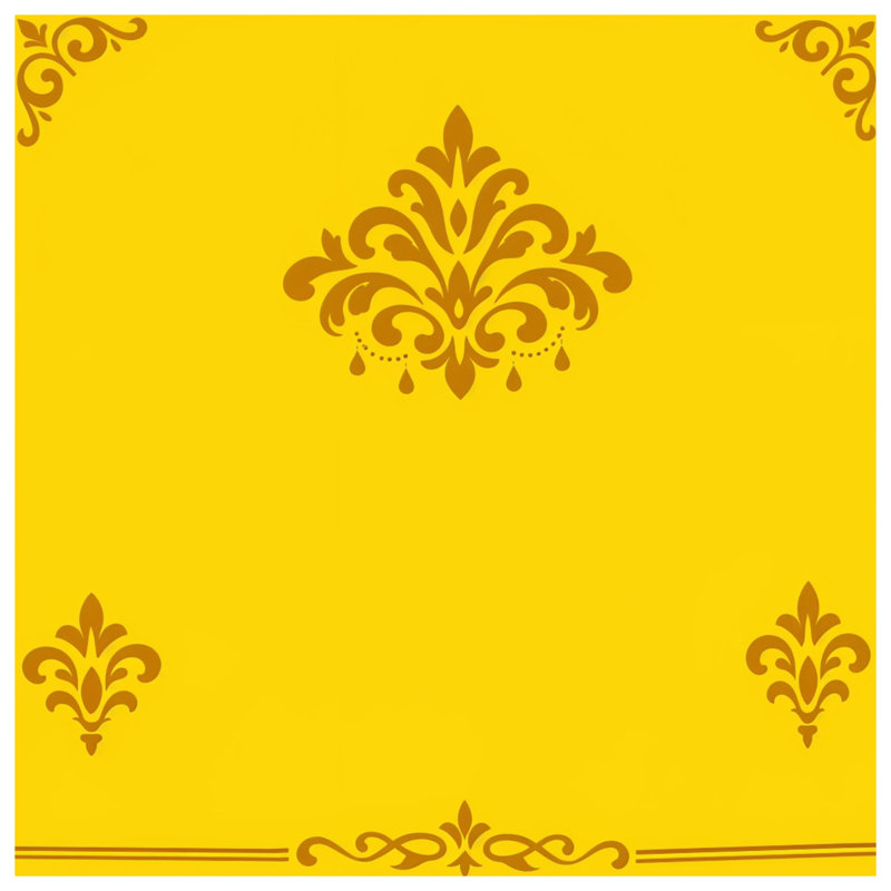 Tapis de bain jaune à motif damassé, 24in W x 17in L