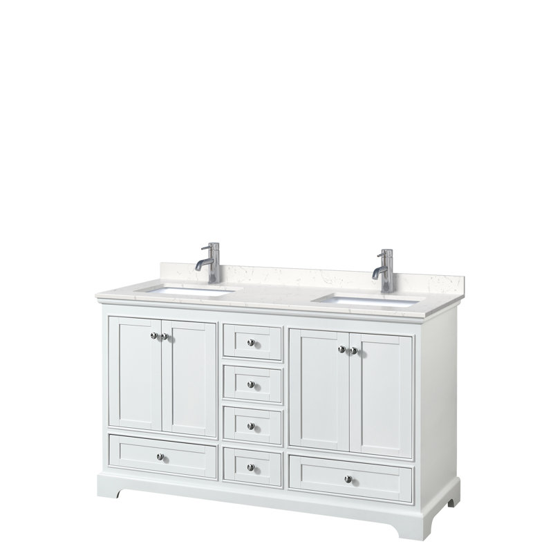 Deborah 60" White Double Vanity with Carrara Marble Top