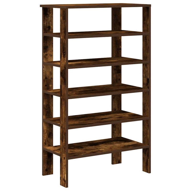 10 Pair Shoe Rack, Smoked Oak