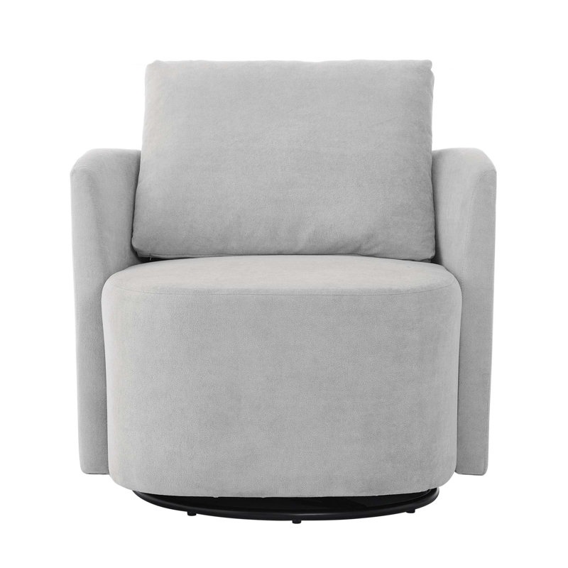 29.9" Upholstered Barrel Accent Chair with 360° Swivel Base for Living Room, Bedroom, Office or Hotel, Gray Chenille