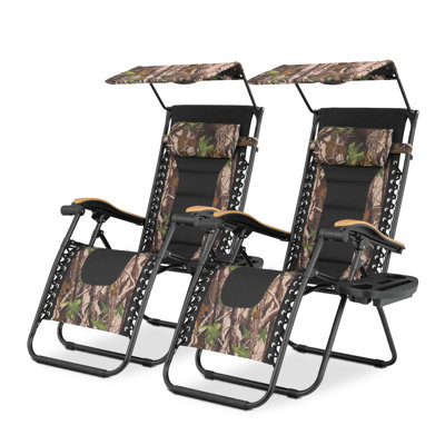 Raffaela Zero Gravity Chairs with Canopy and Cup Holder Folding Outdoor Lounge Chairs for Lawn Patio, and Camping 330lbs Weight Capacity