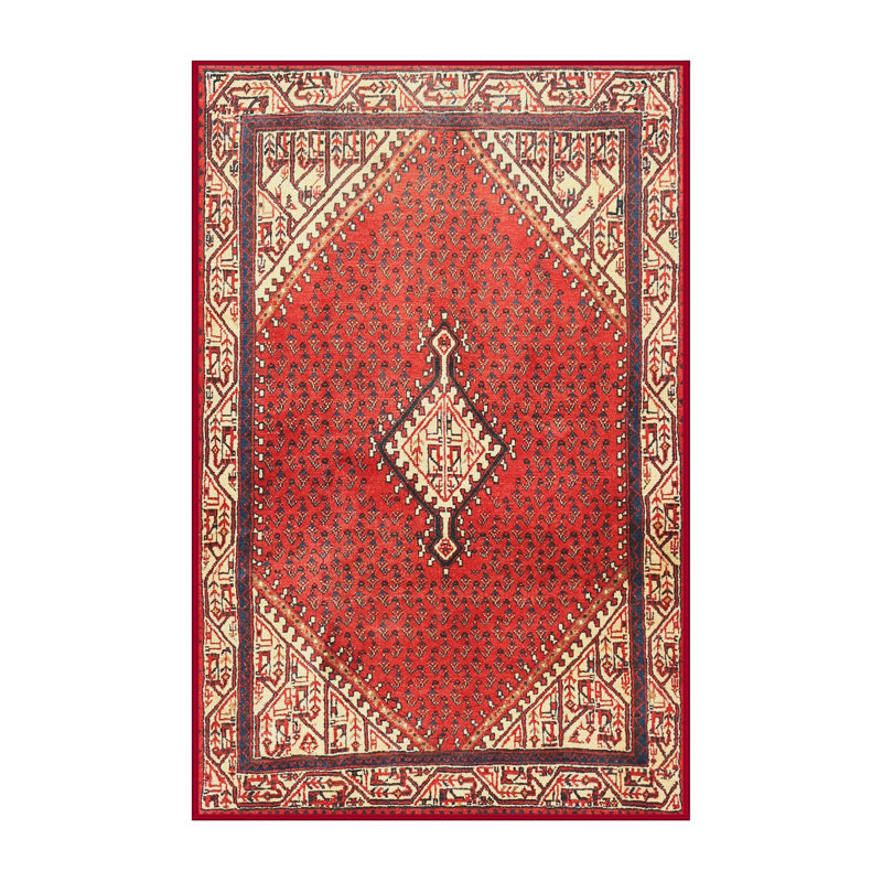 Tapis traditionnel mehroon/noir/crème Annalotta, Rectangle 5 pi x 7 pi
