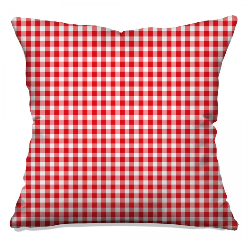 Red White Gingham Pattern Double Sided Throw Pillows, 14 x 14 inches