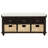 Rustic Storage Bench with 3 Drawers and 3 Rattan Baskets, Shoe Bench for Living Room, Entryway ()-2074935842