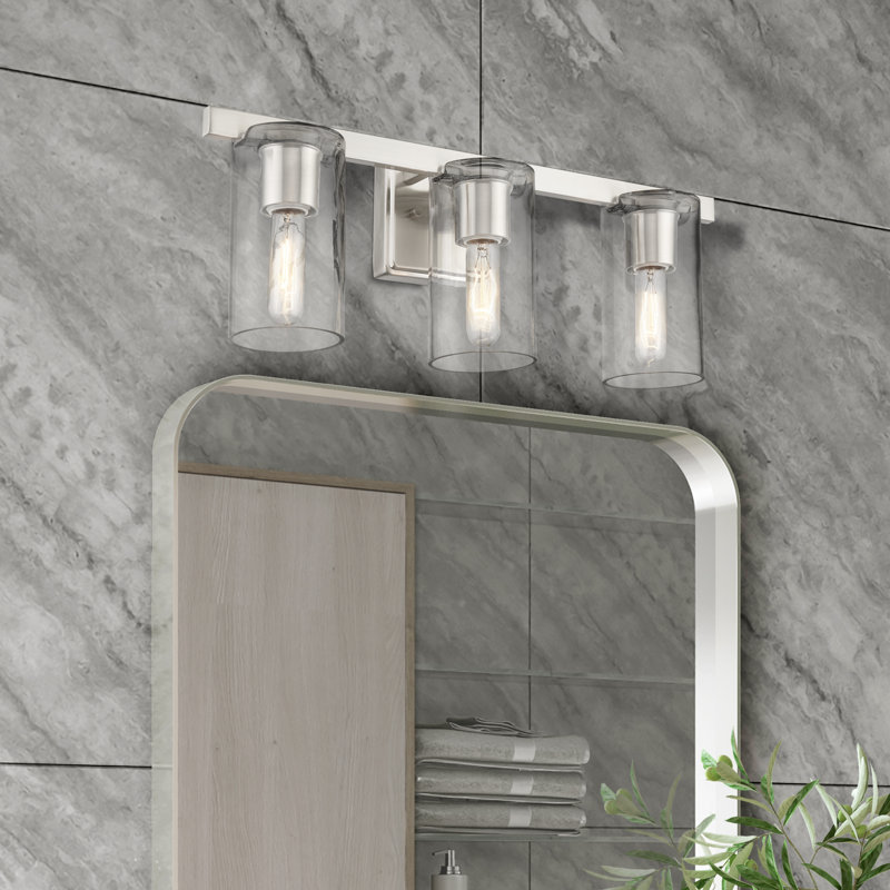 Éclairage pour salle de bain 3 lumières à intensité variable, Nickel brossé