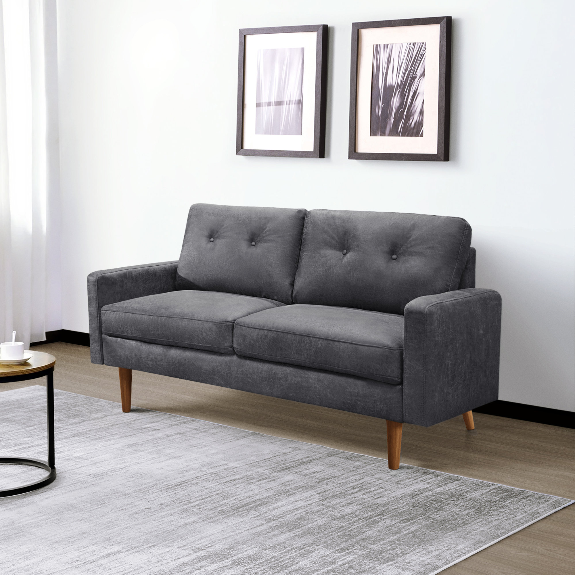 Wade Logan Batel 58" Faux Leather Square Arm Sofa Loveseat & Reviews ...