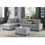 Repose-pieds capitonné en microfibre gris avec rangement capitonné Modern Living Furniture 1 pièce