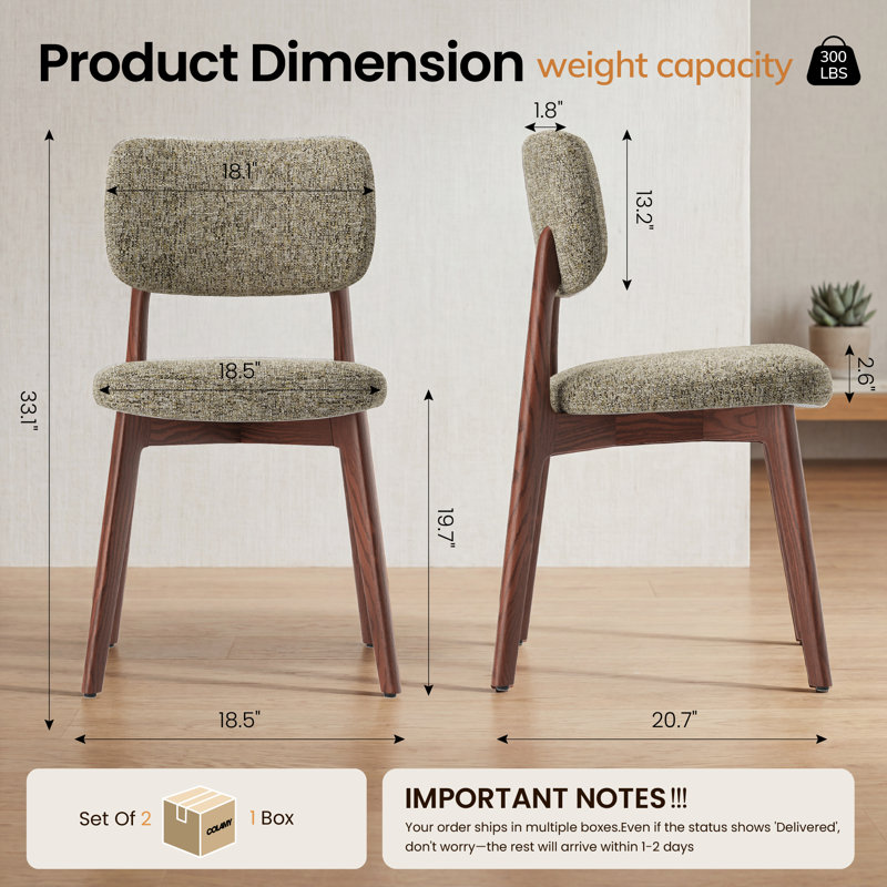 Upholstered Solid Wood Dining Chair Side Chair, Brown, Dark Brown Wood