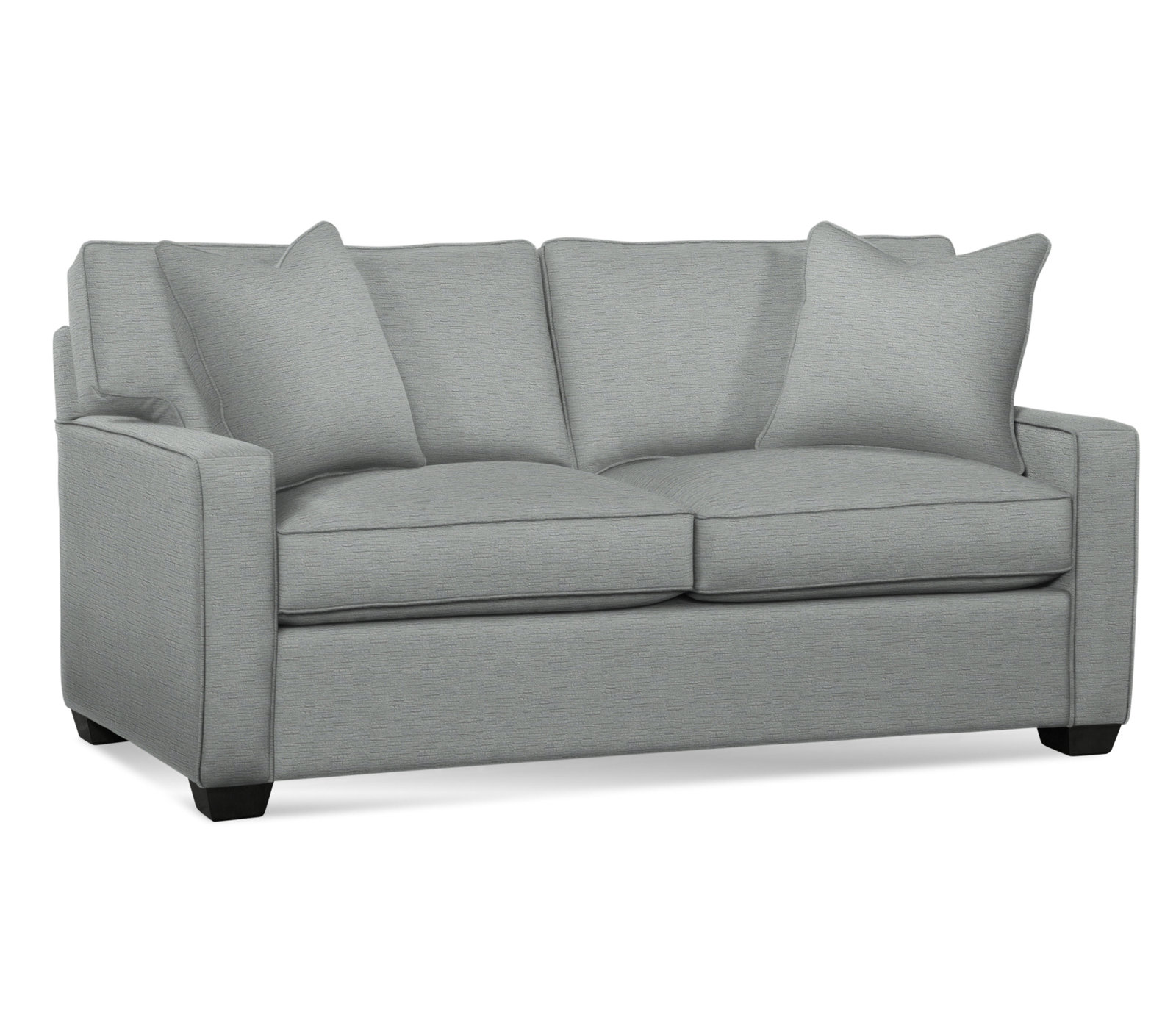 Gramercy Park 74'' Upholstered Sofa, Black, Sunbrella Beige Pinstripe; 6205-74