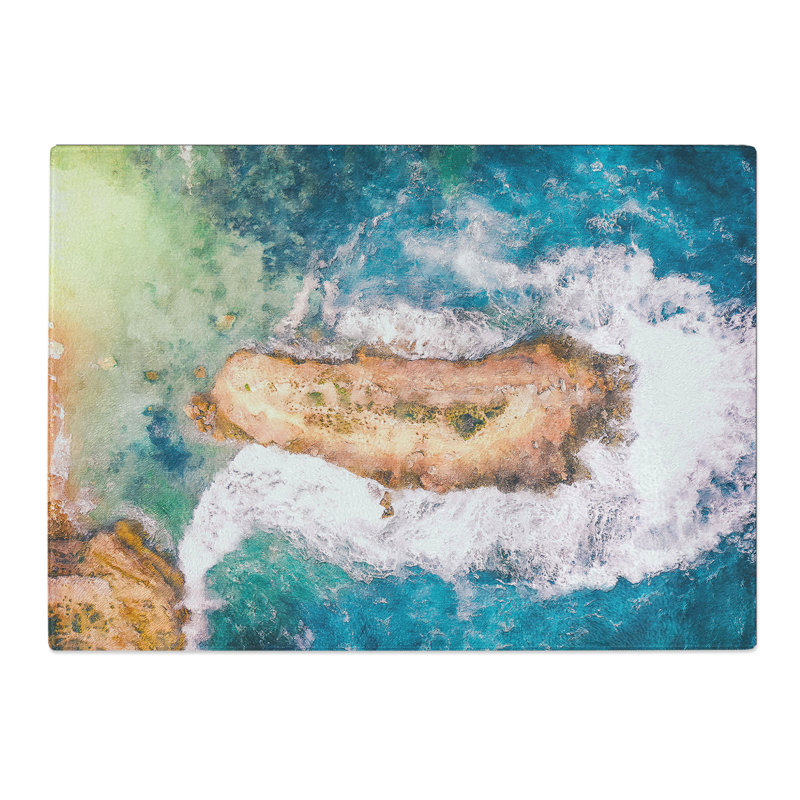 Bay of Islands Painting Chopping Board, 0.4cm H x 20cm W x 29cm L