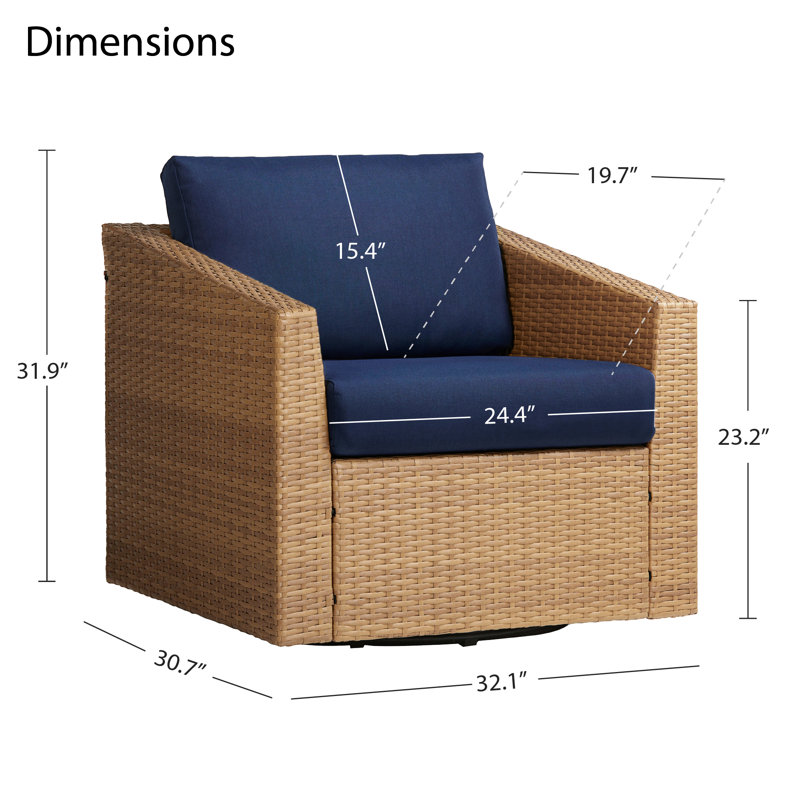 Tiaka 2-Person Swivel Outdoor Seating Group, Blue, Brown
