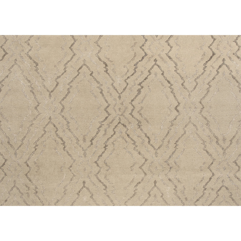 Geometric Area Rug in Light Brown/Cream, Rectangle 6' x 9'