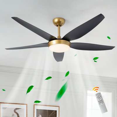 Ventilateur de plafond réversible à 5 pales de 56 po avec lumière DEL et télécommande