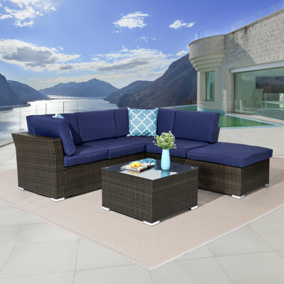 Elra 5 - Person Patio Conversation Set with Cushions