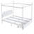 Metal Canopy Platform Bed Queen Size With Upholstered Headboard & 2 Unit , White And Two Storage Pockets,