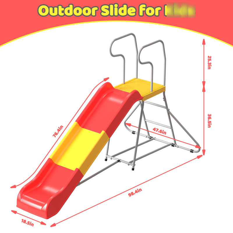 21 Climbing And Sliding Sub - Segment, 76.4-Inch Slide Track, Slip Steps, Indoor Outdoor, 3 8 Years, Red Plastic Thing,
